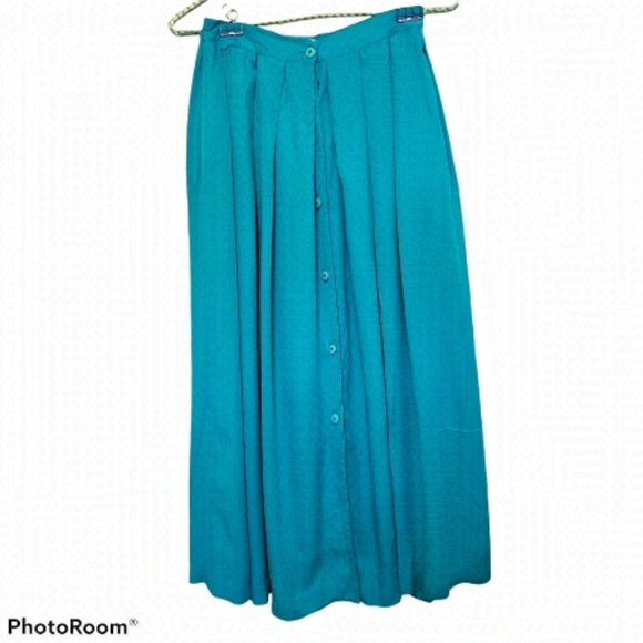 Louben Retro Vintage Pleated Blue Skirt 4 6 8 10 - Picture 1 of 9